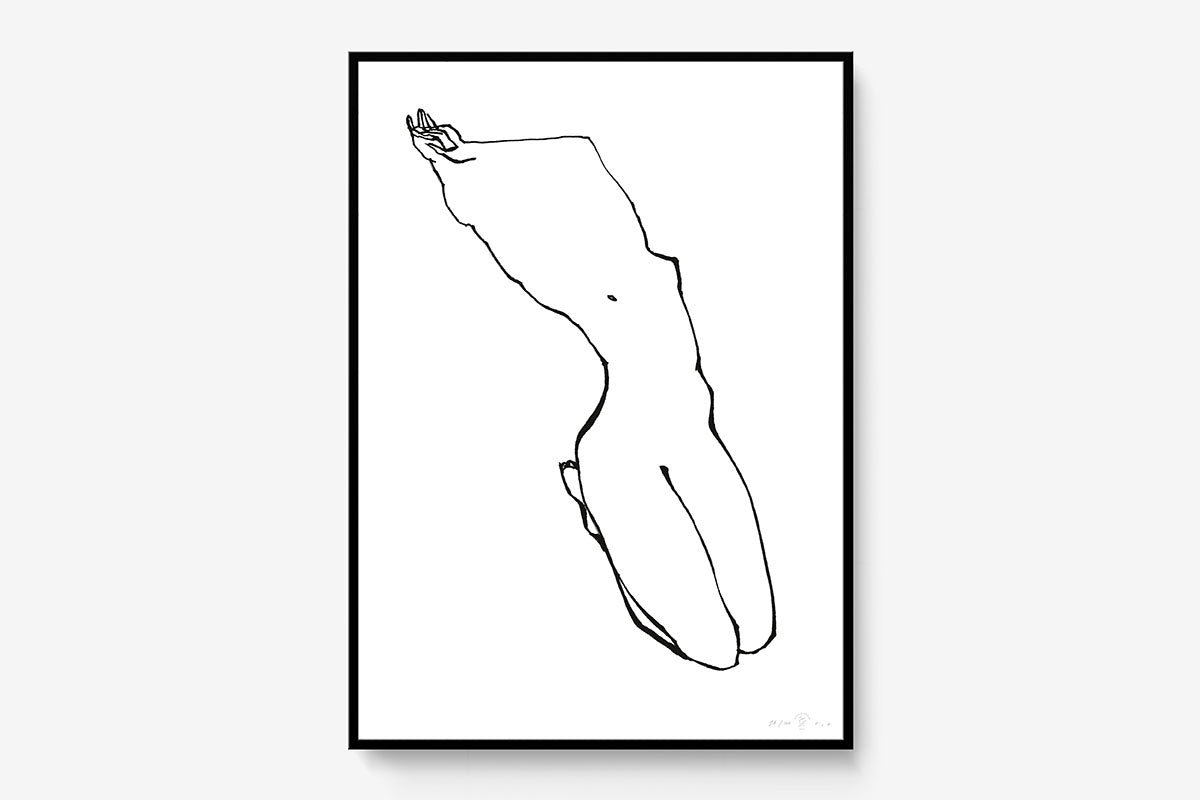 FredericForest_Grammatical_Print_MinimalDrawing_50x70cm_WomanWakingUp4_FramedBlack