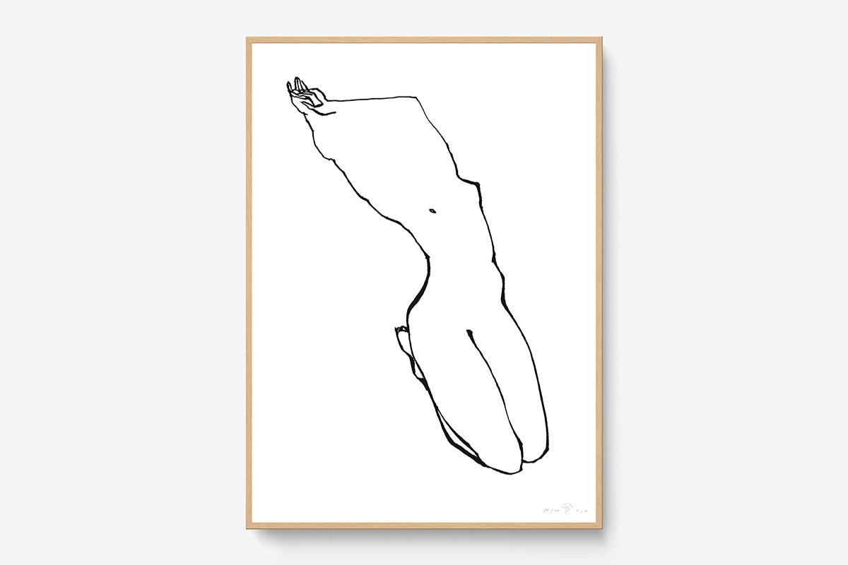 FredericForest_Grammatical_Print_MinimalDrawing_50x70cm_WomanWakingUp4_FramedNatural