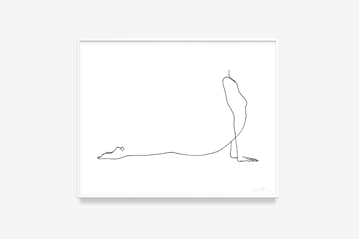Grammatical_FredericForest_50x70_WomanStretching2_Framed_White